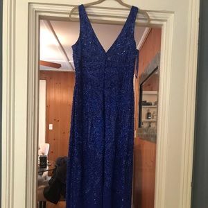 Aidan Mattox bright navy blue evening dress